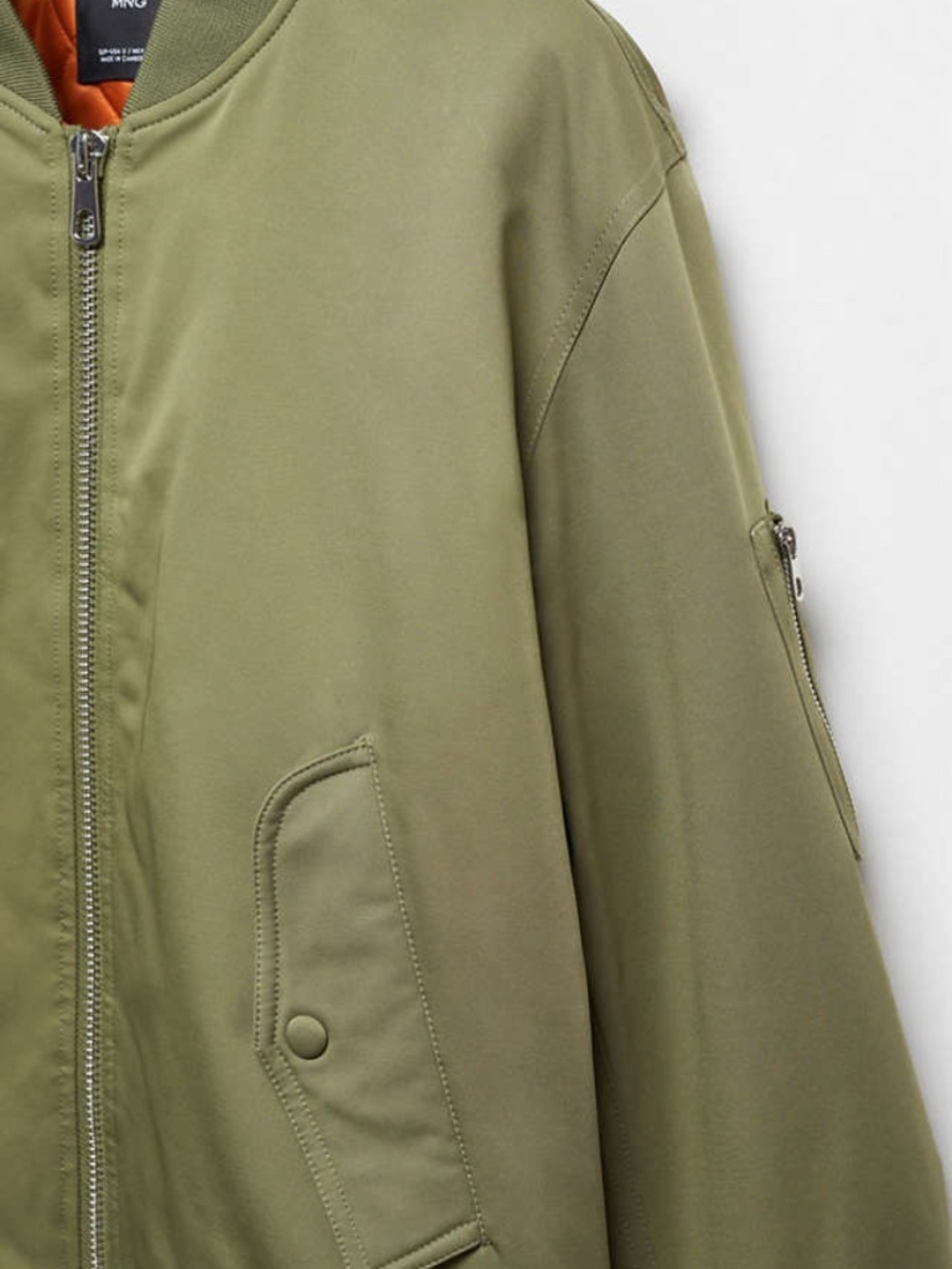 mango | oversized jacket bomber | crew neck | olive | us xxl - Picture 10 of 12